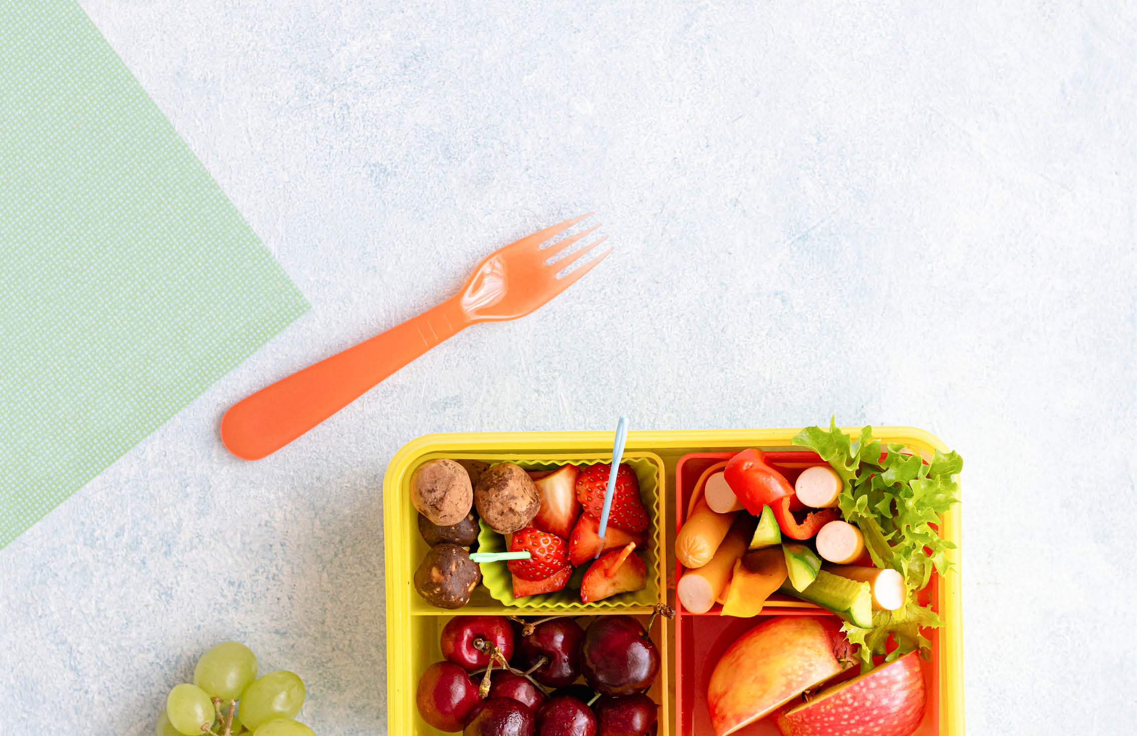 Kids healthy food background, preparation of lunchbox