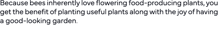Because bees inherently love flowering food-producing plants, you get the benefit of planting useful plants along wit   