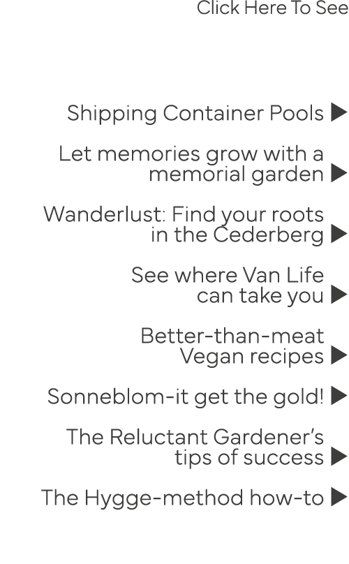 Click Here To See MARCH ARTICLES  Shipping Container Pools u Let memories grow with a u memorial garden u  Wanderlust   