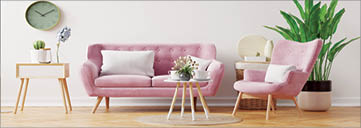 Living room wall mockup in bright tones with have sofa and lamp with white wall background 3d rendering