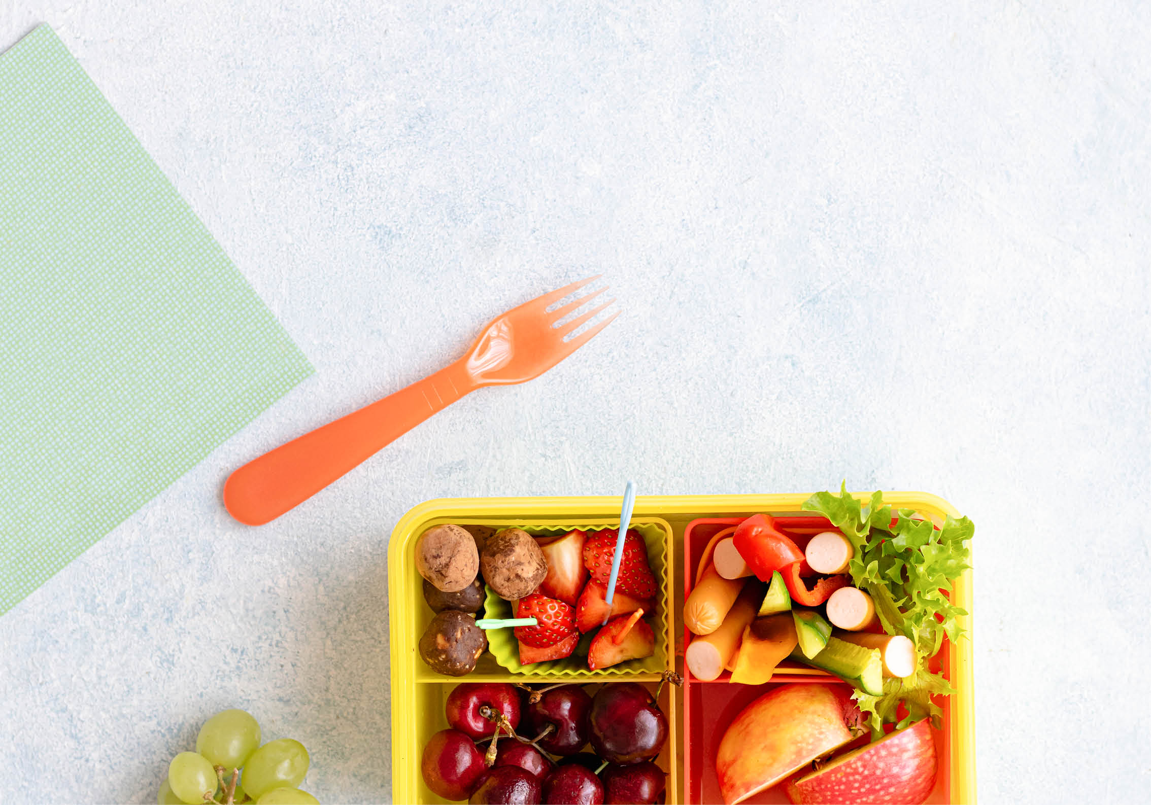 Kids healthy food background, preparation of lunchbox