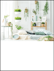 Light room with a bed and a large window. Concept interior, decoration, comfort in the house.