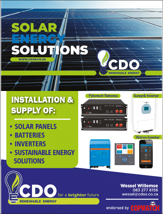 CDO Renewable Energy Solar Panel installers in Johannesburg November 2021 johannesburg HOMEMAKERS Home Improvement Supplier Magazine   https:  www homemakersonline co za listings cdo-renewable-energy 