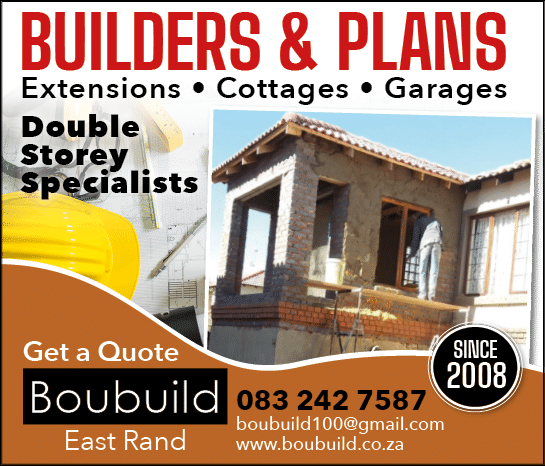 Boubuild Building company in the east rand IN JOHANNESBURG November 2021 johannesburg HOMEMAKERS Home Improvement Supplier Magazine  Builders and plan approval  Extensions, cottages and garages  https:  www homemakersonline co za listings building-construction 