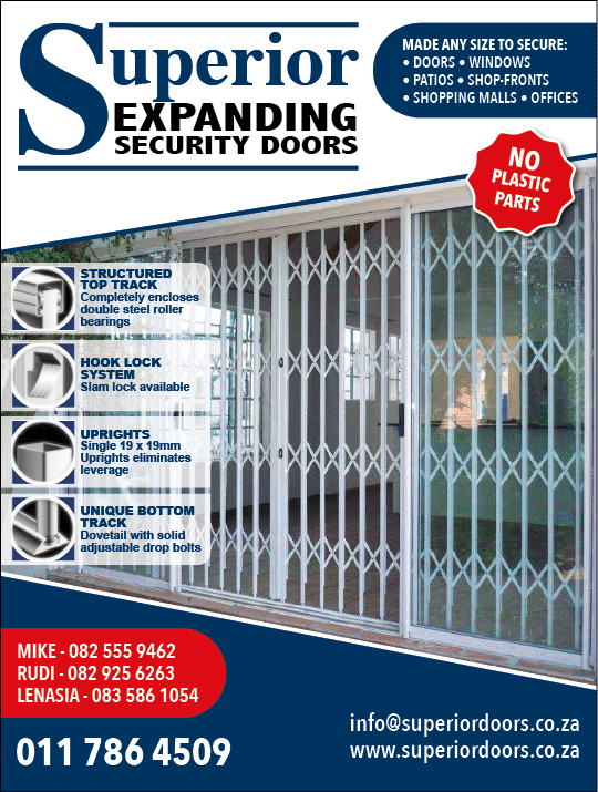 SUPERIOR EXPANDING SECURITY DOORS- SECURITY DOOR SUPPLIER IN JOHANNESBURG November 2021 Johannesburg HOMEMAKERS Home Improvement Supplier Magazine  https:  www homemakersonline co za listings expanding-security-doors 