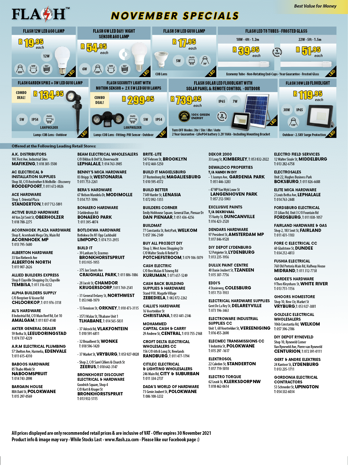 FLASH  -ELECTRIC PART AND LED LAMPS SPECIALISTS IN JOHANNESBURG November 2021 Johannesburg HOMEMAKERS Home Improvement Supplier Magazine  https:  www homemakersonline co za listings flash-components 
