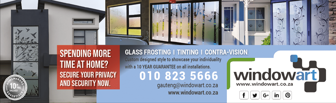 WINDOWART - FROSTED GLASS PRODUCTS IN JOHANNESBURG November 2021 Johannesburg HOMEMAKERS Home Improvement Supplier Magazine  Glass frosting  Tinting  Contra-vision  https:  www homemakersonline co za listings window-art 