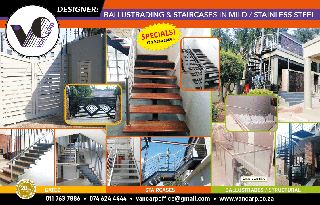 Van carp - STEEL PRODUCTS MANUFACTURER IN JOHANNESBURG November 2021 Johannesburg HOMEMAKERS Home Improvement Supplier Magazine  Balustrading and staircases in mild or stainless steel  https:  www homemakersonline co za listings van-carp 