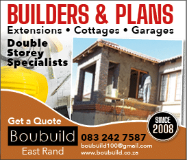 Boubuild Building company in the east rand IN JOHANNESBURG November 2021 johannesburg HOMEMAKERS Home Improvement Supplier Magazine  Builders and plan approval  Extensions, cottages and garages  https:  www homemakersonline co za listings building-construction 
