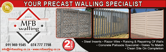 MFB Walling - Precast Walling l SUPPLIER IN JOHANNESBURG November 2021 Johannesburg HOMEMAKERS Home Improvement Magazine  https:  www homemakersonline co za listings mfb-walling 