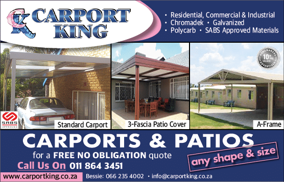 Carport King Carport Manufacturers in Johannesburg Tel: 066 235 4002 Email: info carportking co za Website: www carportking co za https:  www homemakersonline co za listings carport-king 