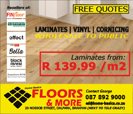 FLOORS AND MORE - FLOORING SPECIALISTS  IN JOHANNESBURG November 2021 johannesburg HOMEMAKERS Home Improvement Supplier Magazine  Laminated flooring  Vinyl flooring  Cornicing  https:  www homemakersonline co za listings home-basics 