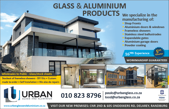 Urban Glass and Aluminium November 2021 johannesburg HOMEMAKERS Home Improvement Supplier Magazine  We specialise in shop fronts  Aluminium doors and windows  Frameless showers and stainless steel balustrades  Expanding gates and aluminium garage doors  Power coating  16 Years experience  https:  www homemakersonline co za listings urban-glass-and-aluminium 