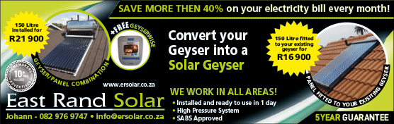 East Rand Solar - solar geyser supplier in JOHANNESBURG  November 2021 johannesburg HOMEMAKERS Home Improvement Supplier Magazine  Convert your geyser into a solar geyser  https:  www homemakersonline co za listings east-rand-solar 