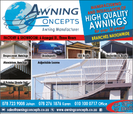 AWNING CONCEPTS - AWNING MANUFACTURER November 2021 Johannesburg HOMEMAKERS Home Improvement Supplier Magazine  Adjustable louvre awnings manufactured and installed https:  www homemakersonline co za listings awning-concepts 