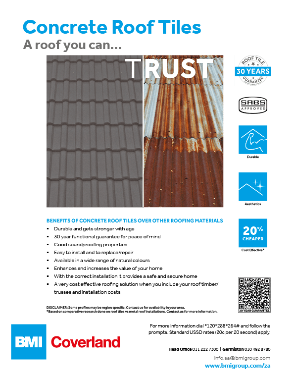BMI Coverland - CONCRETE ROOF TILES MANUFACTURER November 2021 johannesburg HOMEMAKERS Home Improvement Supplier Magazine  www coverland co za