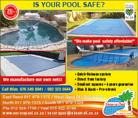 Secur A Pool - Pool Net and Pool Safety Specialists in Johannesburg  Tel: 076 549 8941 Website: www securapool co za