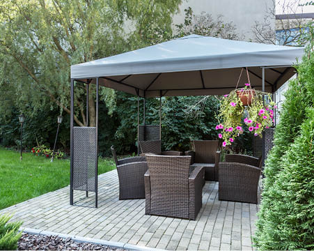 Horizontal view of gazebo in the garden