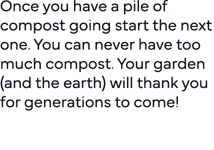 Once you have a pile of compost going start the next one  You can never have too much compost  Your garden (and the e   