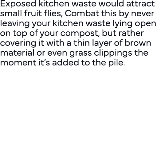 Exposed kitchen waste would attract small fruit flies, Combat this by never leaving your kitchen waste lying open on    