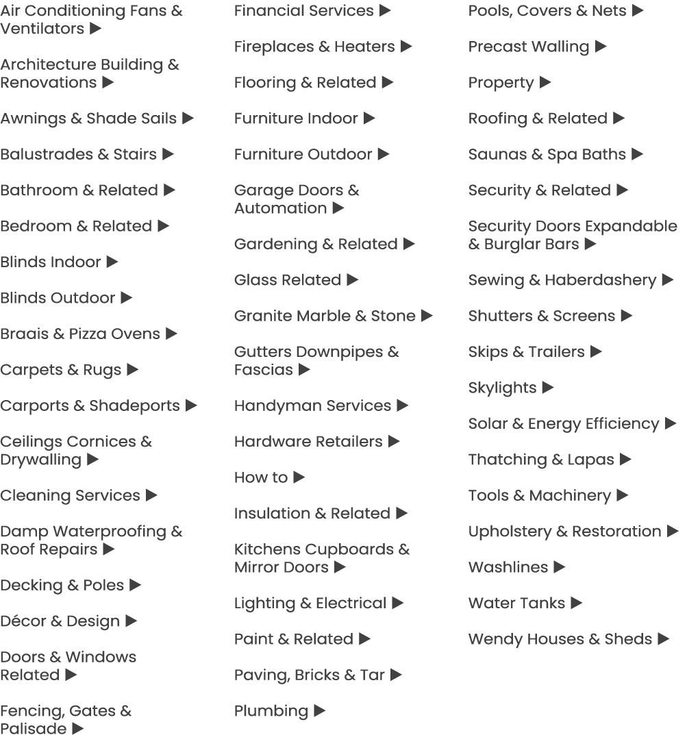 Air Conditioning Fans & Ventilators u Architecture Building & Renovations u Awnings & Shade Sails u Balustrades & Sta...