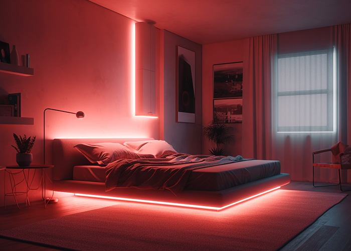 Red lights in bedroom