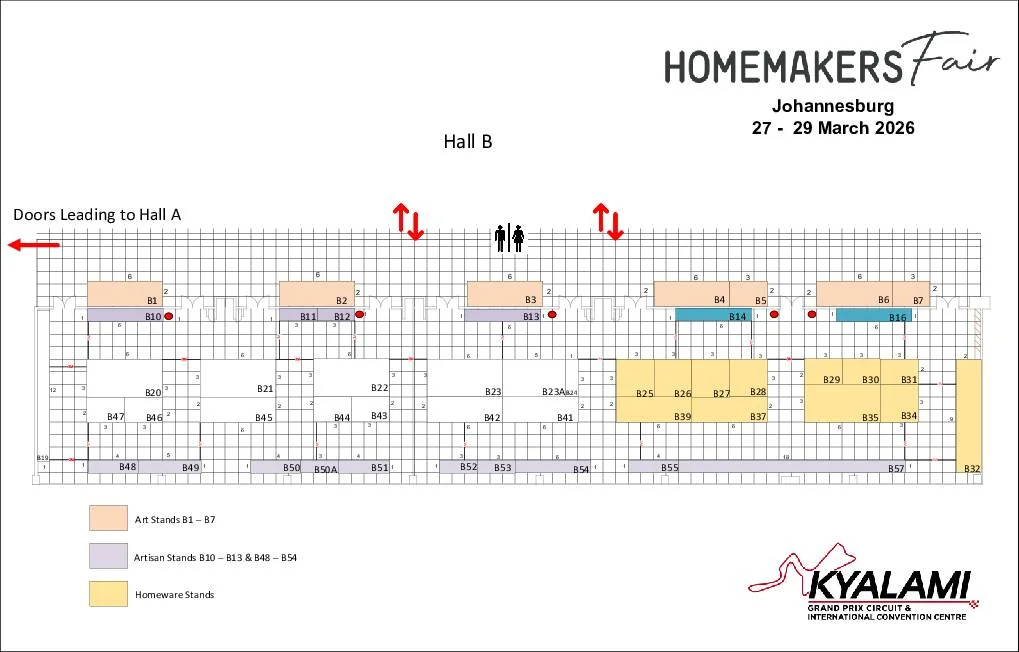 2026 Jhb HOMEMAKERSFair. Hall B (Exhibitor Layout)